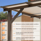 Crownland 10'x14' Outdoor Gazebo Hardtop, Wall-Mounted Lean-to Gazebo with Dewatering Hole, Large Outdoor Pergola Awning, Waterproof for Deck, Backyard, Garden, Porch Crownland