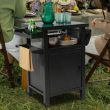 Kozyard BBQ Grill Storage Cart/Bin, Grill Carts Outdoor Storage Cabinet with Wheels, Metal Grill Table Kitchen Dining Table Cooking Prep BBQ Table for Patio Island Home Party Bar (Grey) Kozyard
