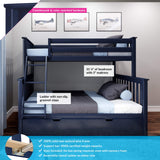 Max & Lily Twin-Over-Full Bunk Bed Frame with Trundle in Blue Max & Lily