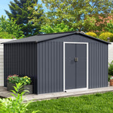 Garveelife 8x10 ft Outdoor Storage Shed, Steel Utility Tool Shed with Sloped Roof & Lockable Door, Backyard Garden Patio Lawn Outdoor Shed for Storing Tools and Equipment in Yard, Grey GarveeLife