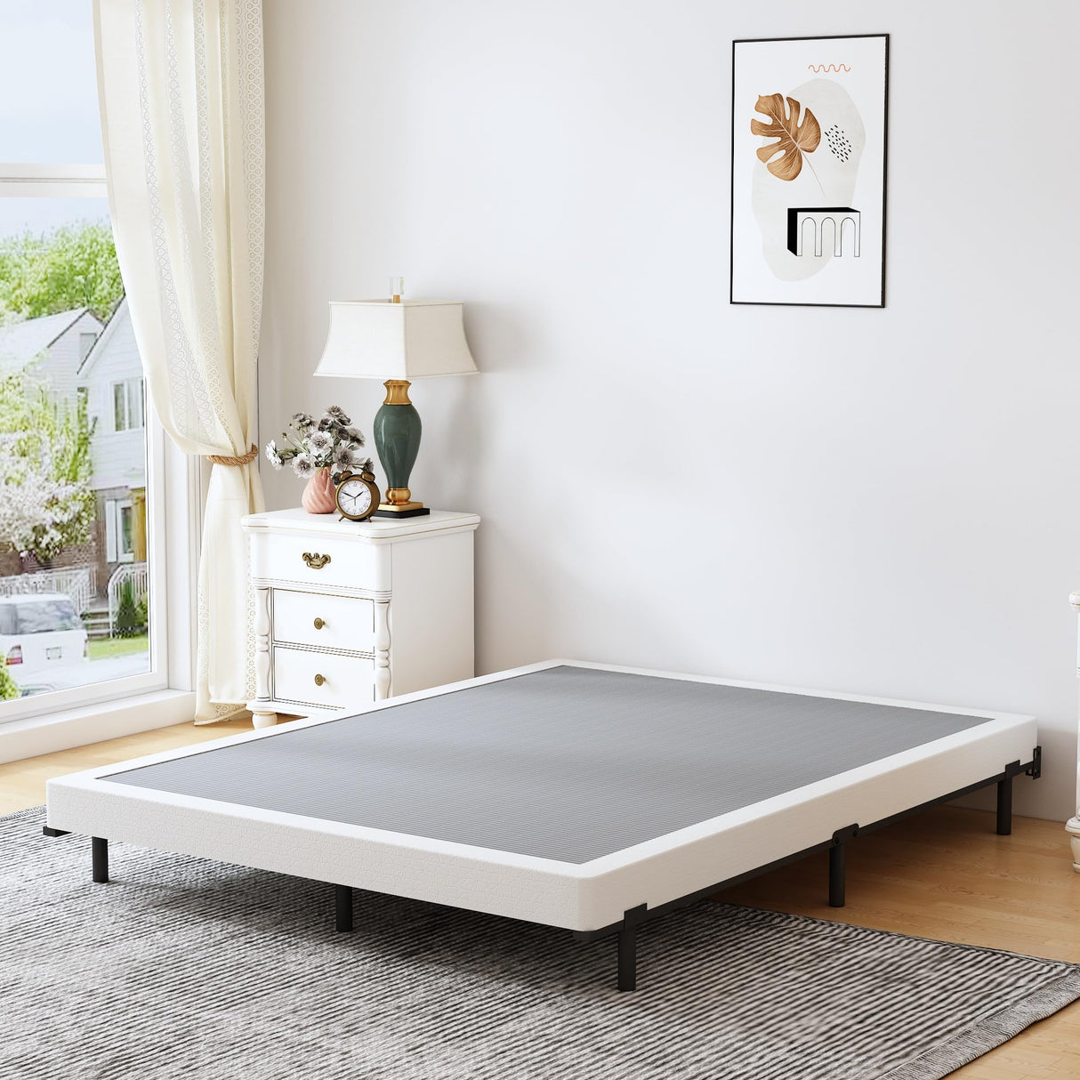 Vaciwe 4 Inch King Size Box Spring Heavy Duty Metal Mattress Foundation with Easy Clean Cover, Noise Free,Easy Assembly Vaciwe