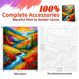 Yunnuo Landscape Paint by Numbers Kits for Adults, Easy Paint by Number Sunset and Creek, DIY Oil Painting with Brushes Acrylic Paints for Home Wall Decor 16x20 Inch Yunnuo