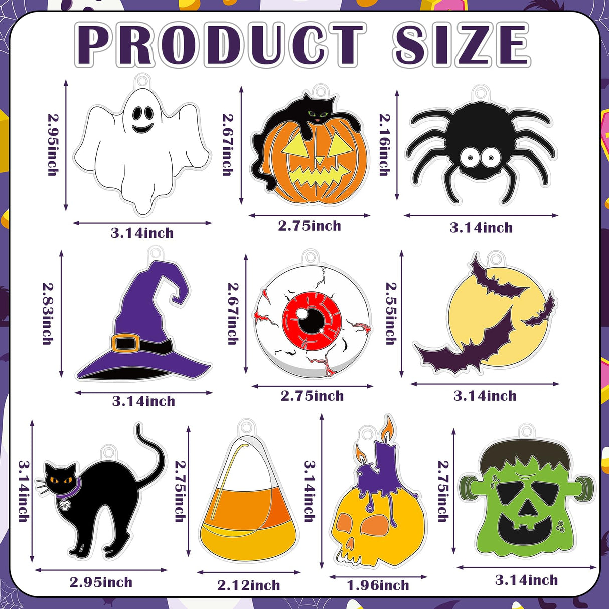 Sonwyoung 30 Sets Halloween Suncatchers Craft Kits, DIY Glow in The Dark Ghost Spider Cat Pumkin Suncatcher Kits Stained Glass Window Paint Art for Classroom Party Activities Art Craft Party Favors Sonwyoung