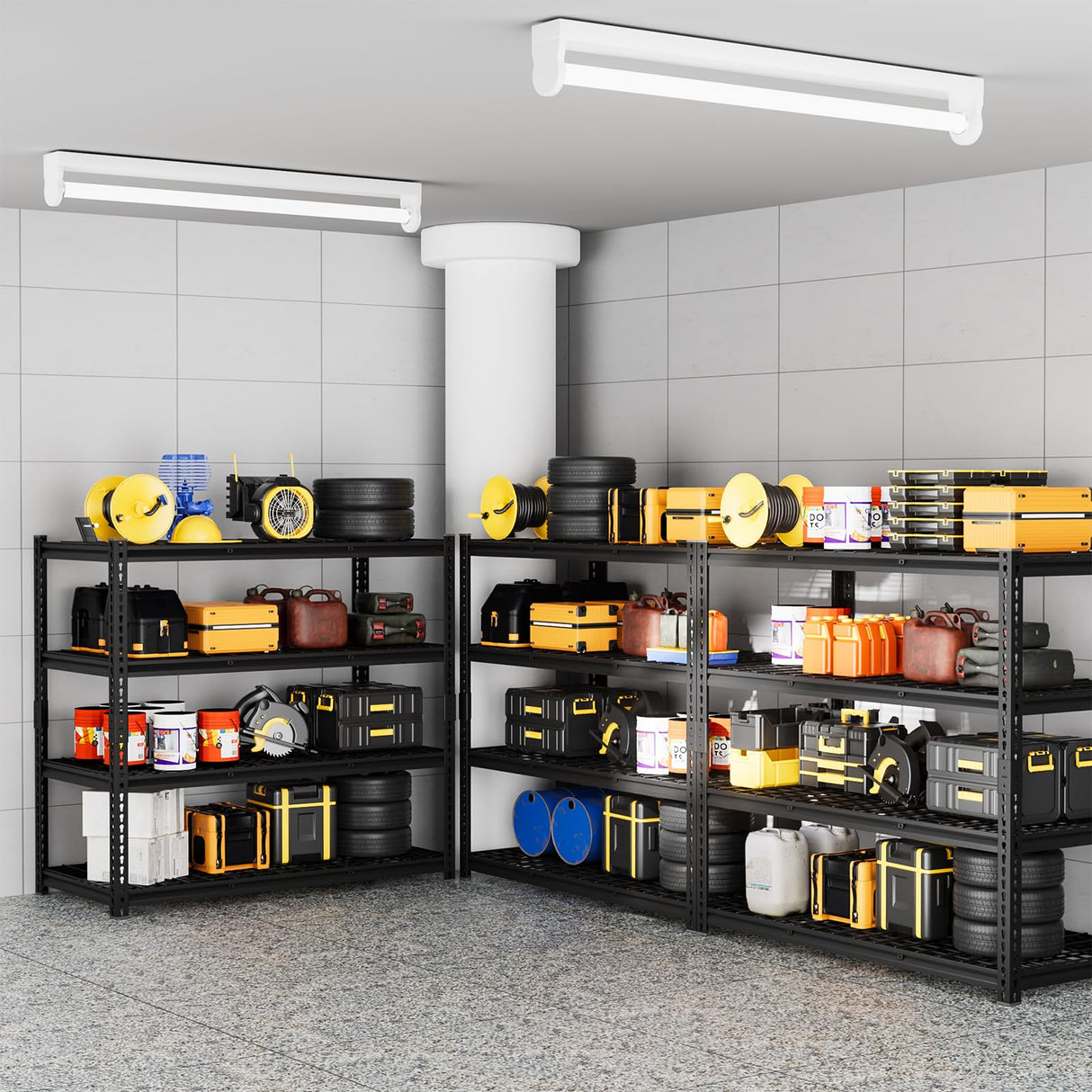 cynnda 4-Tier 60" W X 24" D X 60" H Garage Shelves 2500LBS Heavy Duty Shelving Adjustable Basement Storage Garage Shelf Metal Storage Rack Units Industrial Shelving cynnda