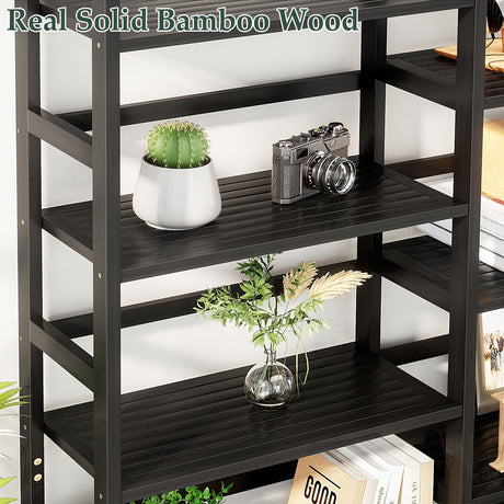 Homykic 6-Tier Triple Wide Bamboo Bookshelf - 17 Open Display Shelves, 6ft Tall Freestanding Storage for Home Office, Bedroom, Living Room Homykic