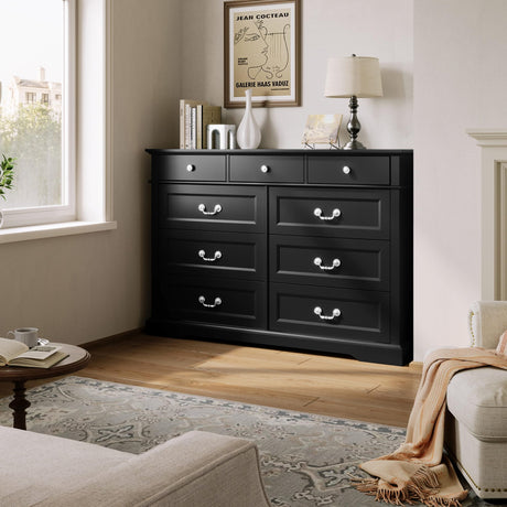LINSY HOME Drawers Dresser for Bedroom, Wood Bedroom Dresser Farmhouse Drawer Chest, Tall Dresser for Closet, Dressers Organizer for Living Room, Closet, Hallway LINSY HOME