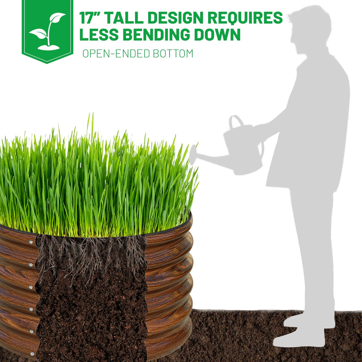 SnugNiture Raised Garden Bed, 2 PCS 2×2×1.5ft Round Galvanized Outdoor Planter Box, 17" Tall Deep Metal Garden Bed Kit for Planting Vegetables, Fruits, Flowers, Brown SnugNiture