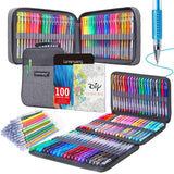 LANRENWENG 200 Pack Gel Pen Set 100 Colored Gel Pen with 100 Refills,Glitter Gel pens 40% More Ink with Canvas Bag for Kids Coloring Books Drawing Crafts Scrapbooks Journaling Planner LANRENWENG