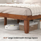 KOMFOTT 14-Inch Solid Rubber Wood King Size Platform Bed Frame - Brown Cherry KOMFOTT