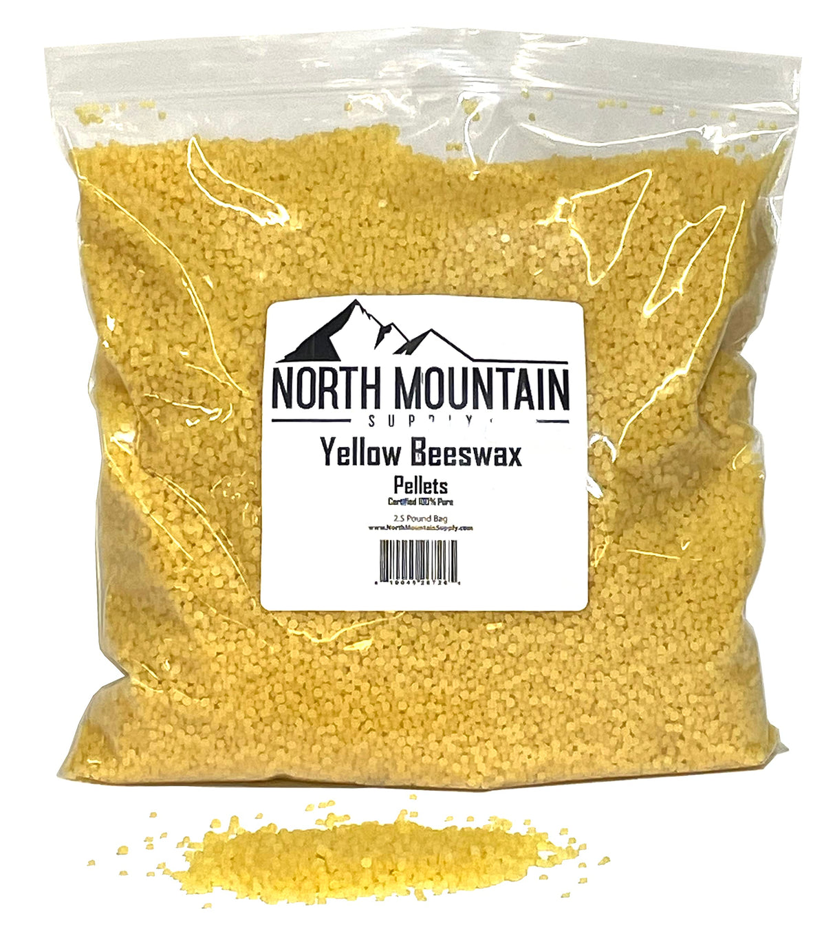 North Mountain Supply 100% Pure Yellow Beeswax Pellets - Great for Personal Care Products and Candle Making -2.5lb Bag North Mountain Supply