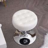 Furniliving Mid-Century Tufted Adjustable Swivel Makeup Ottoman Stool; Modern Big Size Round Vanity Stool Chair for Bedroom Living Room (White) Furniliving