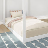 Max & Lily Twin Floor House Bed, Modern Solid Wood Low Bed Frame for Kids, Montessori Floor Bed for Bedroom, Playroom, Wooden Slats, White Max & Lily