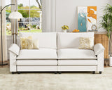 Homall 80" Modular Sectional Sofa, Loveseat Sofa Couch with Double-Layer Cushion, DIY Combination Chenille Deep 2-Seat Cloud Couch for Living Room, Apartment (White, Loveseat Sofa) Homall