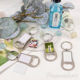 Framendino, 10 Pack Sublimation Blank Keychains Metal Bottle Opener Transfer Keychain Key Rings for DIY Personalized Photos (Rectangle) Framendino