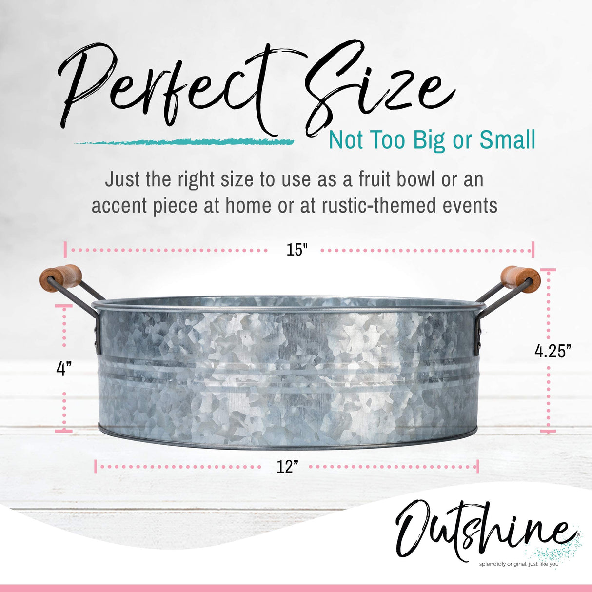 OUTSHINE Galvanized Metal Tray for Storage and Farmhouse Decor | Decorative Tray for Coffee Table, Kitchen, Bathroom, Pantry, Wedding, Christmas, Easter OUTSHINE