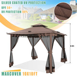 HOTEEL 10’x10’ Gazebo on Clearance, Waterproof Outdoor Gazebo with Mosquito Netting, Double Roof and Heavy Duty Durable Frame, All Weather Easy Assembly for Patio, Backyard, Garden (2025 New Model) Hoteel