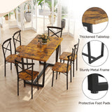 Zevemomo 7-Piece Dining Table with Chairs Set, Rectangular Metal Frame Table with 6 Chairs, Modern Table Furniture Set for Kitchen, Dining Room and Living Room, Brown Zevemomo