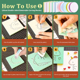 Keadic 24 Pieces Block Printing Starter Tool Kit, Rubber Stamps Making Set with Round & Square Rubber Carving Blocks, Linoleum Cutter Tools & Grindstone for Stamp Carving and Printmaking Keadic