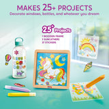 Klever Kits DIY Gel Art Suncatcher Kits for Kids, Paint Your Own Unicorn Window Art Kit with Photo Frame, Painting Arts and Crafts for Kids Ages 6-8 Girls Boys Birthday Gifts Halloween Decor Klever Kits