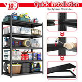 Bezuny 2500LBS Storage Shelves, 35.5" W Garage Shelving Heavy Duty, Metal Adjustable Garage Shelves, Shelving Units Industrial Shelving for Warehouse, Shelf Organizer Storage, Black Bezuny