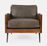 Jofran Karma Genuine Leather Live Edge Accent Chair, Bourbon Jofran Inc.