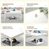 FOLUBAN White Coffee Table, Modern Rustic Wood and Metal Center Table, Industrial Simple Cocktail Tea Table for Living Room, 31.5 Inch FOLUBAN