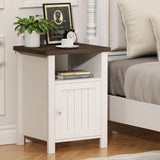 ChooChoo Farmhouse Nightstands Set of 2, Rustic Vintage End Side Table with Storage for Bedroom Living Room, White ChooChoo