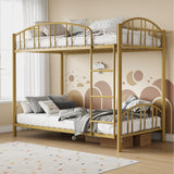 Garvee Bunk Bed Twin Over Twin with Ladder and Arched Guardrail, Heavy Duty Bunkbeds Frame with Sturdy Steel Slats Support for Kids Boys Girls, Space-Saving, No Box Spring Needed, Gold Garvee