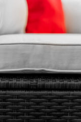 Nestl Patio Furniture Set – Outside Furniture Patio Set, 7 Piece Outdoor Patio Furniture Sets, Patio Conversation Sets with Patio Sectional, Black Wicker Patio Furniture Sets with Off White Cushions Nestl