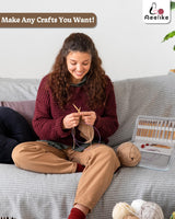 Aeelike Interchangeable Knitting Needles Set, 13 Pairs Circular Knitting Needles Set Bamboo Knitting Needles with Case Knitting Accessories for Socks Blankets Cushions Aeelike