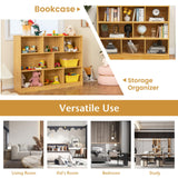 Giantex 8 Cube Bookcase, Freestanding 3-Tier Open Bookshelf, Modern Storage Display Cabinet, Wood Cube Storage Organizer for Living Room, Kid’s Room, Burlywood Giantex