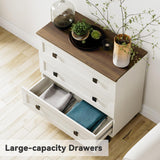 FENSULN Farmhouse 9 Drawers Dresser for Bedroom, Wood Chest of Drawers with Large Storage, Rustic Closet Dresser for Bedroom, Living Room,Nursery Antique White FENSULN