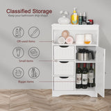 ZENY Modern White Wooden Bathroom Floor Cabinet with Adjustable Shelves and 3 Drawers ZENY