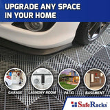 SafeRacks Ribbed Interlocking Garage Floor Tiles - Vented, Self-Draining, Non-Slip Flooring, Modular, Virgin Polypropylene, Ideal for Garages, Patios, Basements, Decks - Black - 82.56 sq ft - 48 Pack SafeRacks