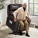 Power Lift Recliner Chair for Elderly-Electric Leather Lift Chair Remote Control, Ergonomic Recliner Chair with Side Pocket, Spacious Seat-Chocolate COLAMY