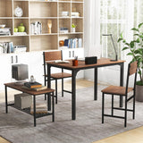 Giantex Dining Table Set for 4, 43" Kitchen Table and Chairs, Dining Bench with Metal Frame & Storage Rack, 4-Piece Modern Functional Desk Set for Dinette, Small Space, Apartment, Restaurant, Brown Giantex