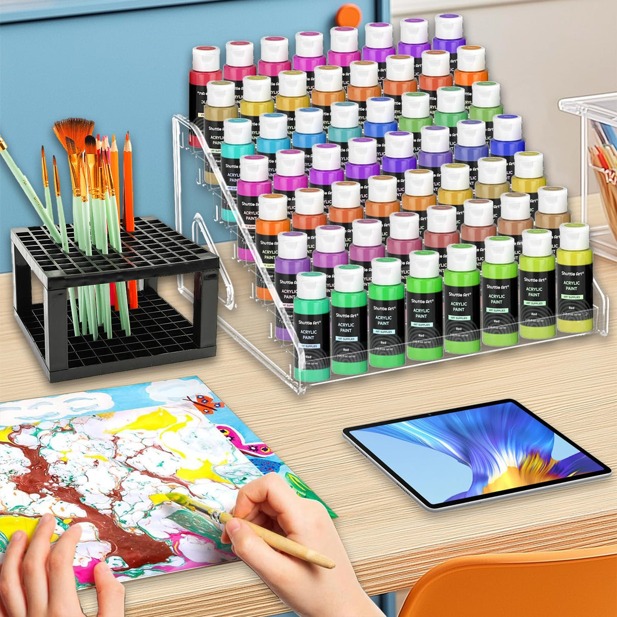 UpChoNice 7-Layer Clear Paint Organizer & Brush Holder, Snap-On Design Miniature Multi-Layer Storage Rack for Model Paints, Alcohol Inks, Nail Polish & Craft Supplies, Easy Assembly UpChoNice