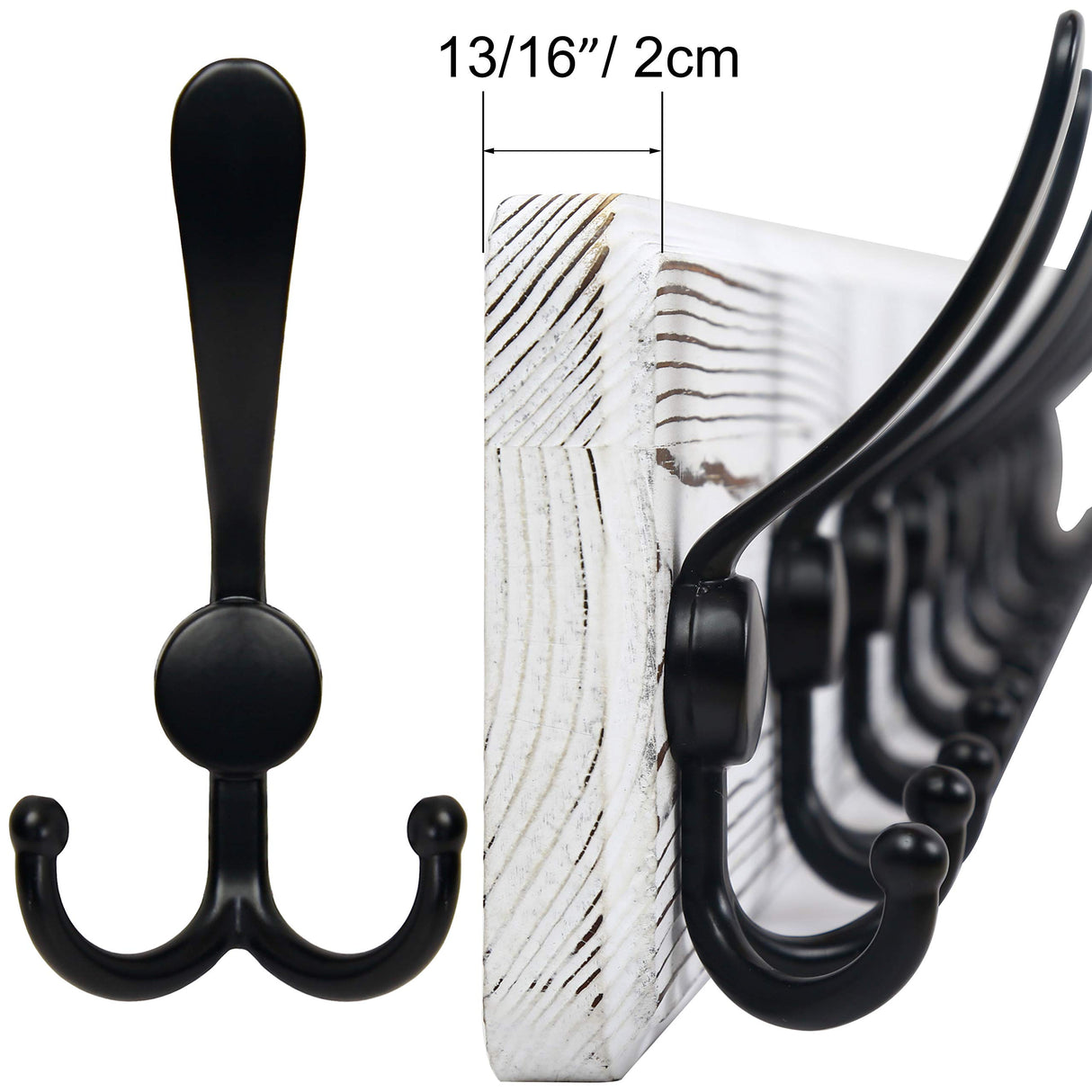 SKOLOO Rustic Wall Mounted Coat Rack: Pine Real Wood Plank Wall Coat Rack with 5 Triple Hooks, Farmhouse Coat Hanger Wall Mount for Hanging Backpack Jacket Coat Hat,Pack of 2 SKOLOO