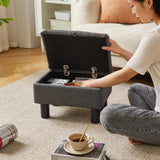 Aibiju Linen Small Ottoman Foot Rest, Foot Stools with Storage Small, Upholstered Rectangle Wood Ottoman with Safety Hinge Flip Top, Bed Stool for Bedroom Dorm Light Gray YD-JD1364 Aibiju