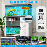 kepptory 40 Gallon Fish Tank Stand with Power Outlets, Farmhouse Decorative Aquarium Stand Furniture with Adjustable Shelves and Drawer, Reptile Turtle Tank Stand with Cabinet Storage (White, 30-40GL) kepptory