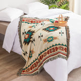 Touchat Native American Blanket Western Decor Boho Throw Blanket for Sofa, Mexican Decorative Farmhouse Blanket, Southwest Decor Woven Blankets, Aztec Throw Blankets with Tassel(Beige,50×60 inch) Touchat