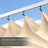 HAPPATIO 10' X 13' Pergola Retractable Pergola Canopy with White Frame for Backyards, Gardens, Patios, Outdoor Pergola with Sun Shade Canopy (Beige) HAPPATIO