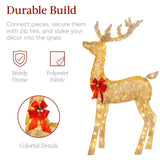Best Choice Products 3-Piece Large Lighted Christmas Deer Family Set 5Ft Outdoor Yard Decoration with 360 LED Lights, Stakes, Zip Ties - Gold Best Choice Products