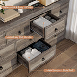 VVFLU Farmhouse 10 Drawer Dresser for Bedroom – 63'' Long Dresser Wood Chest of Drawers,TV Stand for 75 inch TV, Storage Organizer Furniture, Hallway, Entryway, Closet, Brownish Grey VVFLU