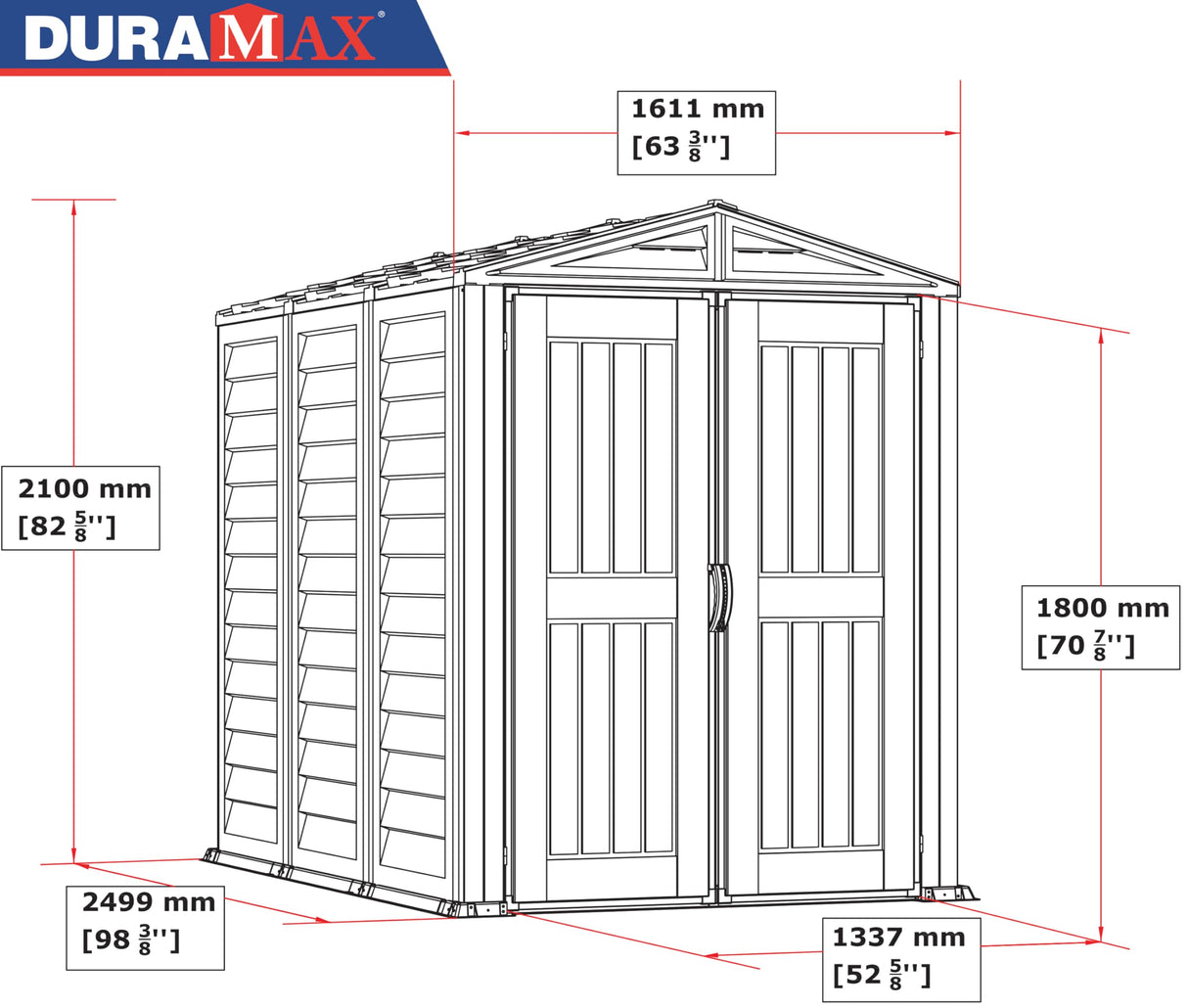 Duramax YardMate 5' x 8' Plus Plastic Garden Shed with Plastic Floor - Anthracite & Adobe - 15 Years Warranty DURAMAX