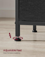 VASAGLE Nightstand, Side Table with 2 Fabric Drawers, 24-Inch Tall End Table with Storage Shelf, Bedroom, Ash Black and Black ULGS025B21 VASAGLE