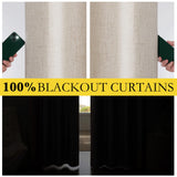 NICETOWN 100% Blackout Linen Curtains 90" Long for Bedroom, Thermal Insulated Living Room Curtains with Liner, Farmhouse Style Linen Blend Window Draperies for Dining Room (2 Panels, 52" W, Natural) NICETOWN