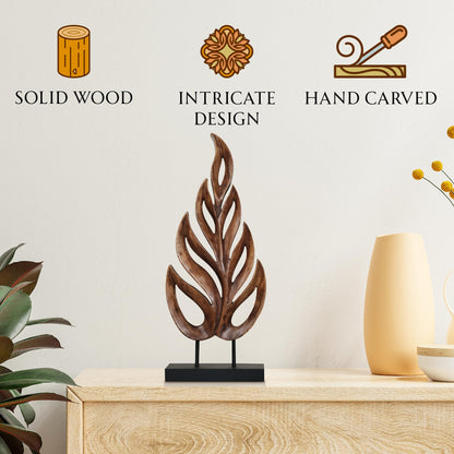 Decozen Handcrafted Solid Wood Leaf Sculpture from Daughter, Son, Husband - Ideal for Home, Mantel, Fireplace, and Foyer Decor - Tabletop Accent