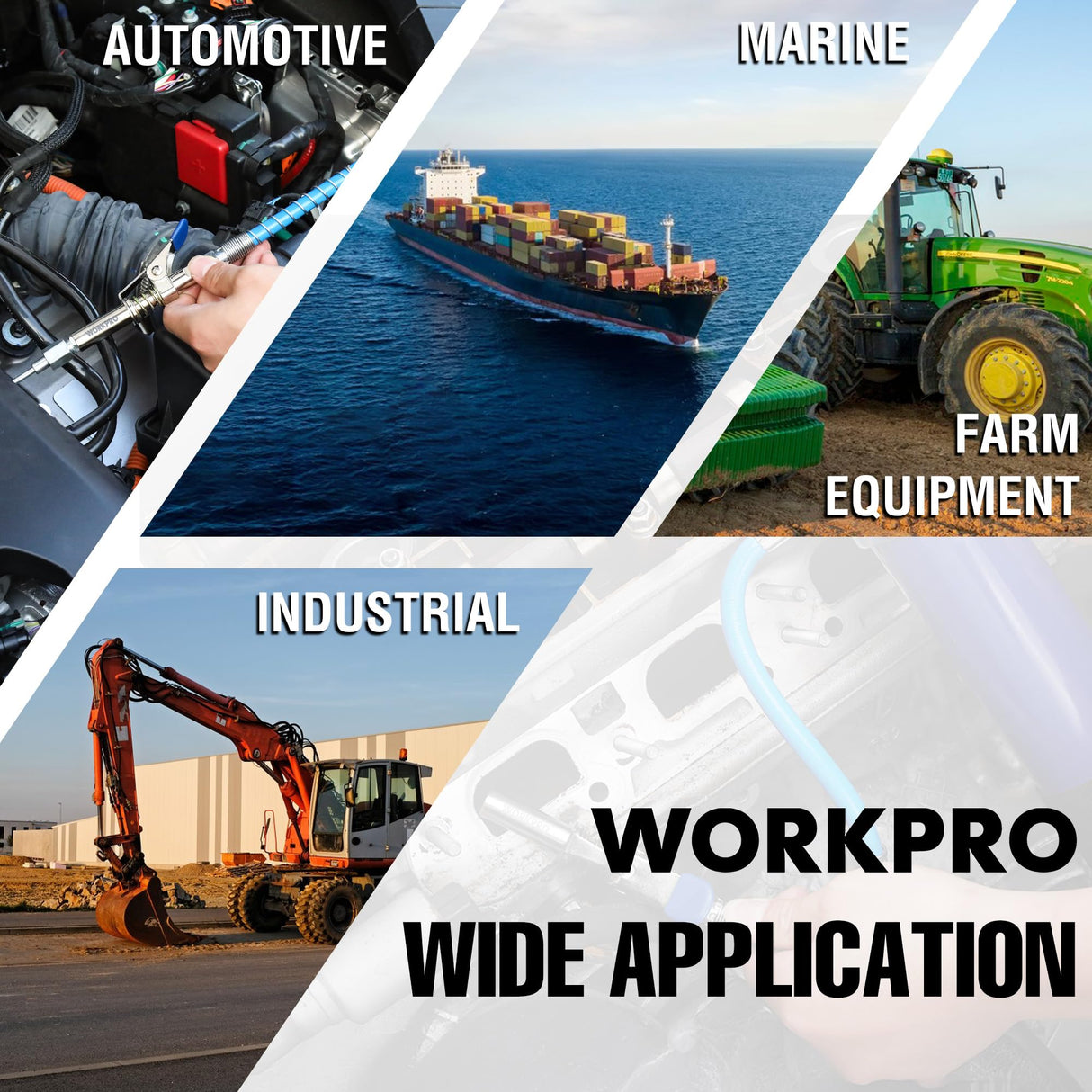 WORKPRO Grease Gun Coupler Set, Quick Release Grease Gun Coupler with Grease Gun Needle Tip and 12” Grease Gun Hose, 10000PSI Strong Lock onto Zerk Compatible with 1/8" NPT Fittings WORKPRO