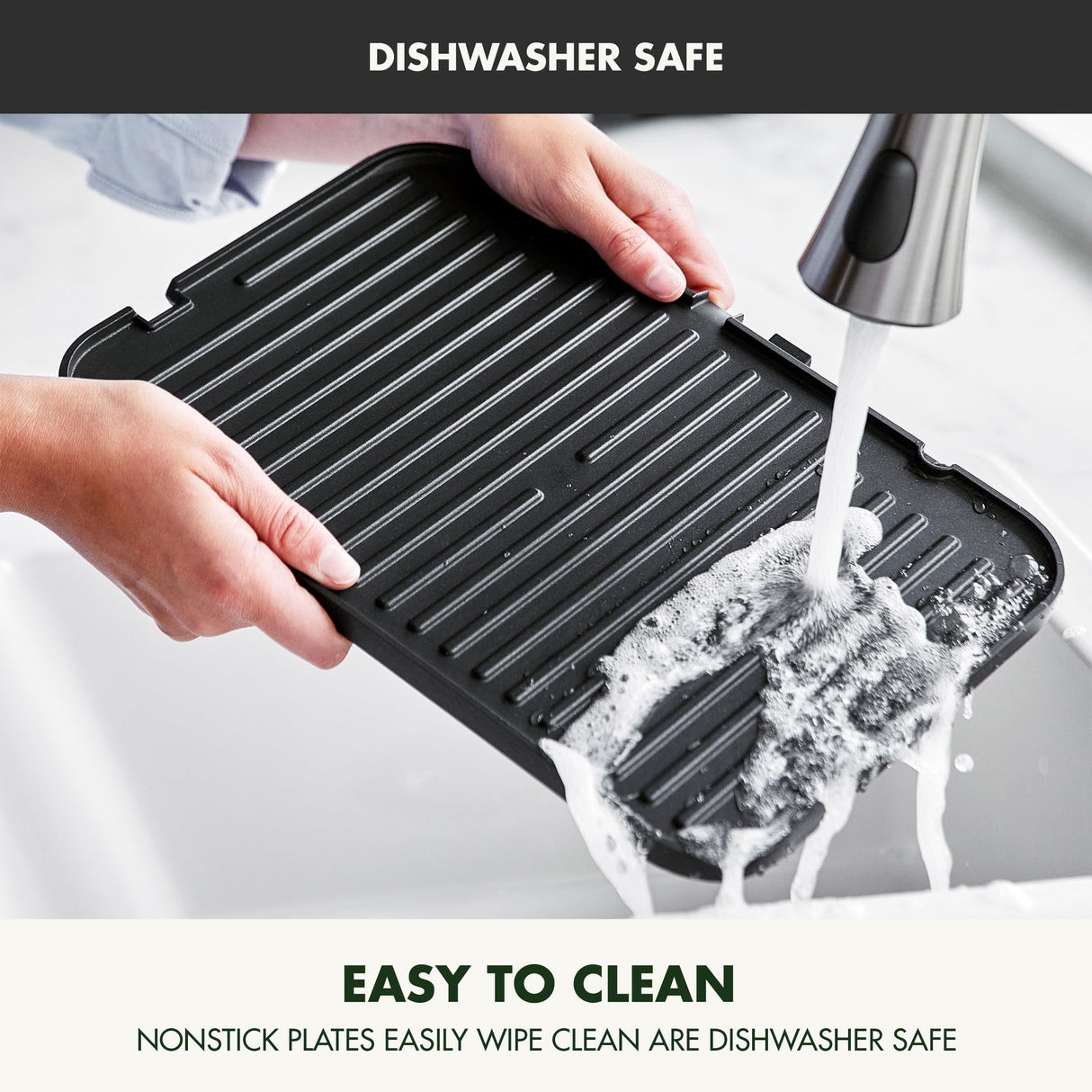 GreenPan 6-in-1 Multifunction Contact Grill & Griddle, Healthy Ceramic Nonstick Reversible Grill & Griddle Plates, Dual Heat Settings, Closed Panini Press, Open Flat Surface, PFAS-Free, Matte Black GreenPan